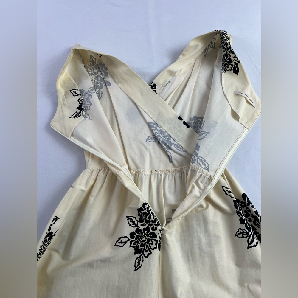 S Twelve Yellow & Black Floral Cotton Spandex A-line Summer Beach Vacation Dress - Picture 13 of 14